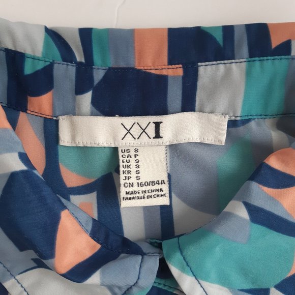 Collared high waist dress in abstract print S/P - Picture 9 of 11